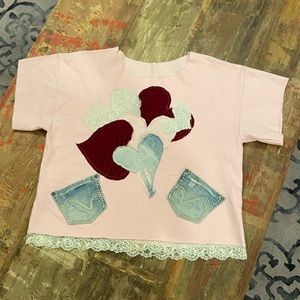 Handmade Shabby chic oversized lightweight fleece top Lg